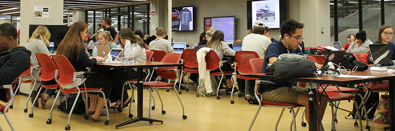 Groups of student studying in a classroom