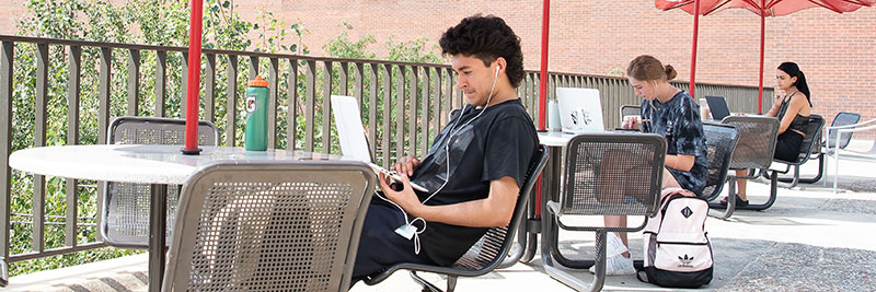 A student studying outdoor