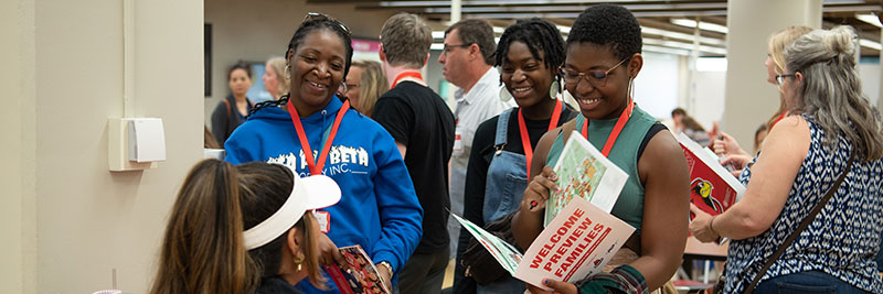 Parents and students at the university preview event.